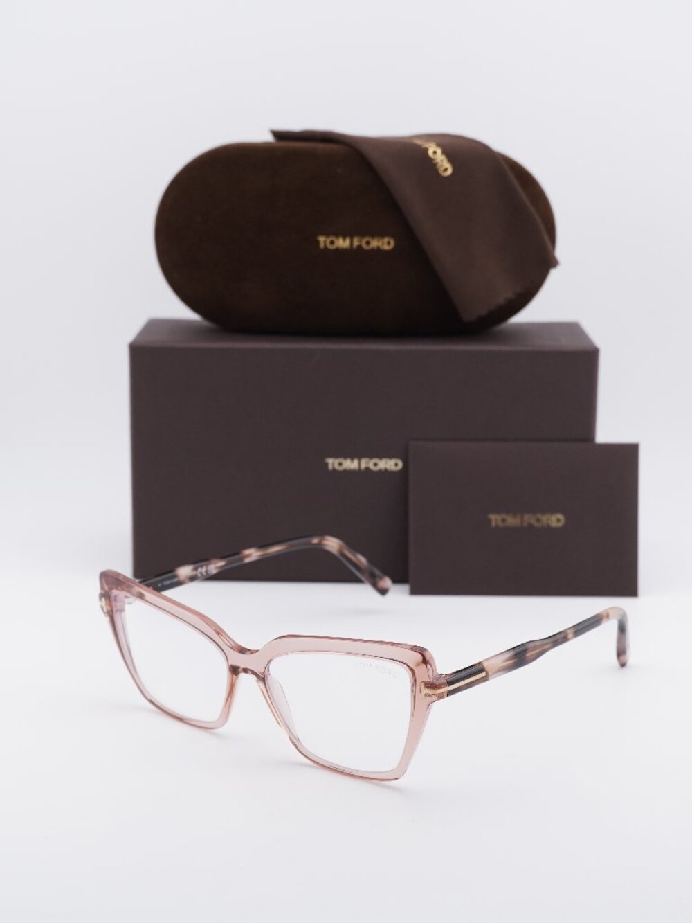 Tom Ford FT5948-B 072 Cat Eye Eyeglasses - Pink / Clear Blue Light Block